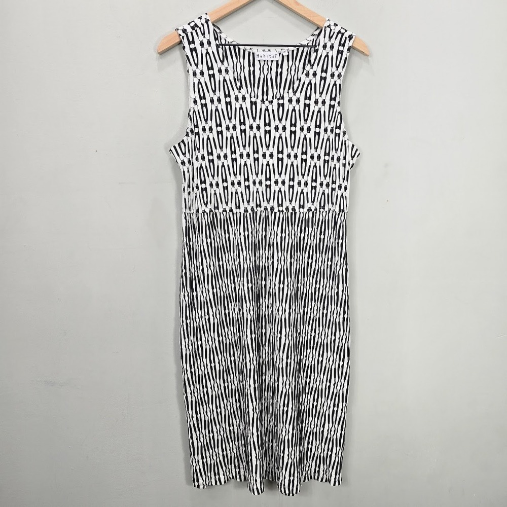 Habitat Midi Dress Womens L Sleeveless Tank Artsy Textured Casual Resort Travel